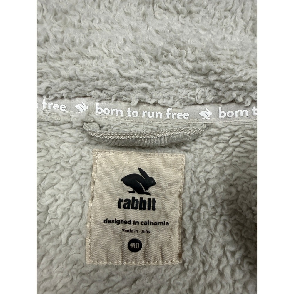 Rabbit Sherpa Fleece Shirt Jacket Cream Off White Cozy Casual Winter Women M‎ - Picture 2 of 16